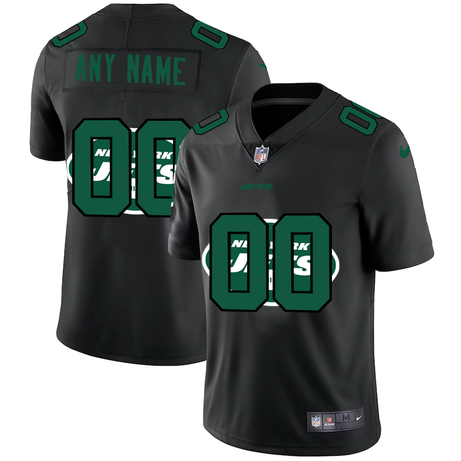 Wholesale New York Jets Custom Men Nike Team Logo Dual Overlap Limited NFL Jersey Black->customized nfl jersey->Custom Jersey
